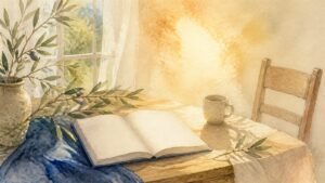 Editorial watercolor illustration for 'Is Jesus God?' in the Miracles of Mind visual style.