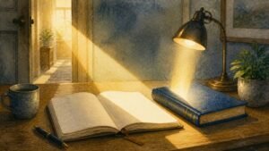 Editorial watercolor illustration for 'Jesus & Holy Spirit — Who Does What?' in the Miracles of Mind visual style.