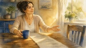 Editorial watercolor illustration for 'How do I set boundaries…and still love them?' in the Miracles of Mind visual style.